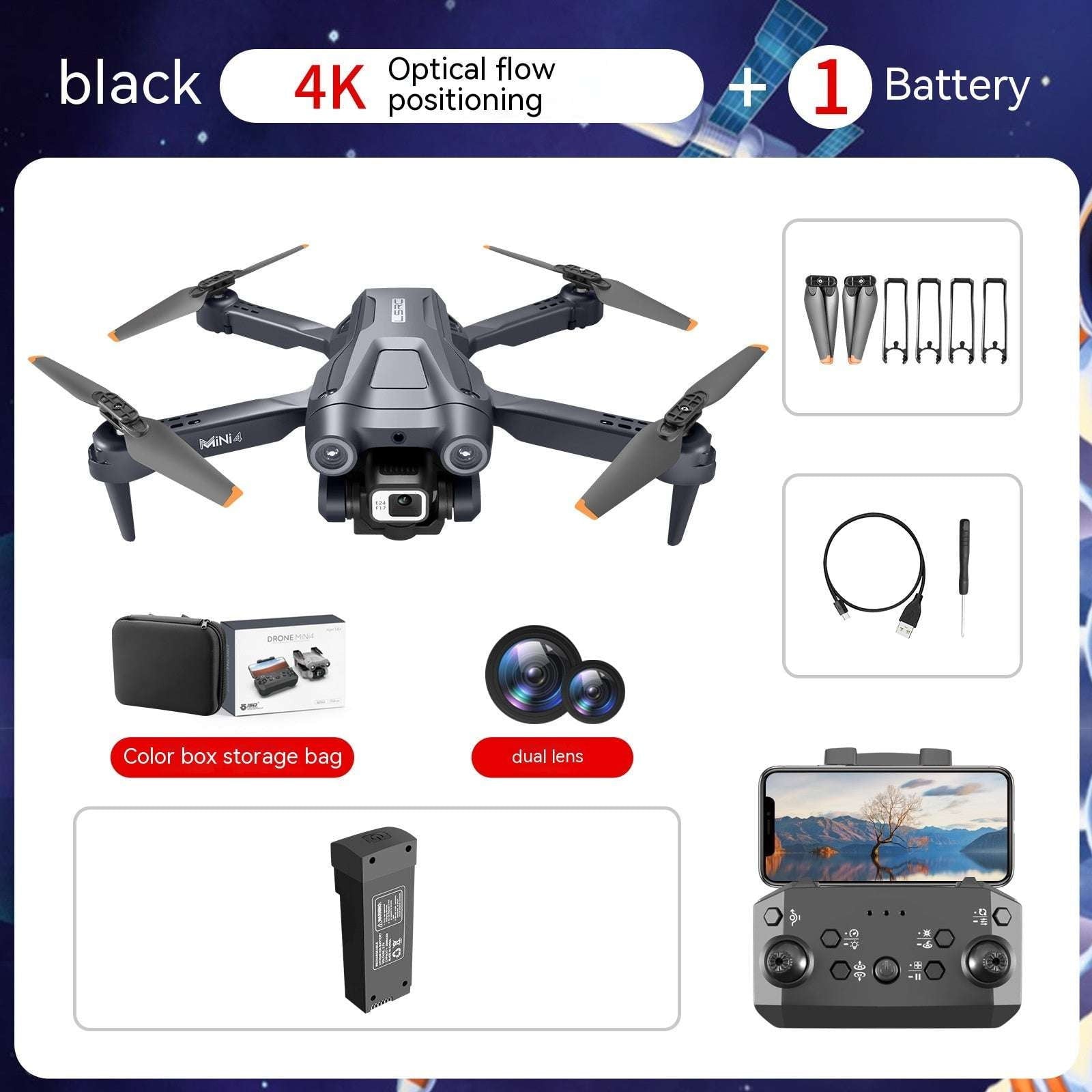 Aerial Dual-Lens Cam, HD Drone 4K, Professional Photography Drone - available at Sparq Mart