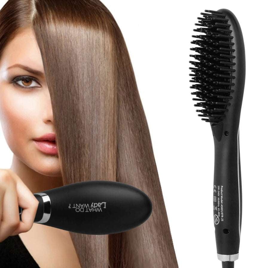 Ceramic Hair Straightening Brush, Salon-Quality Results, Sleek Hair - available at Sparq Mart