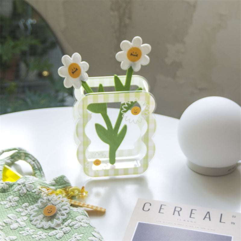 acrylic flower vase, daisy sun vase, plaid daisy vase - available at Sparq Mart