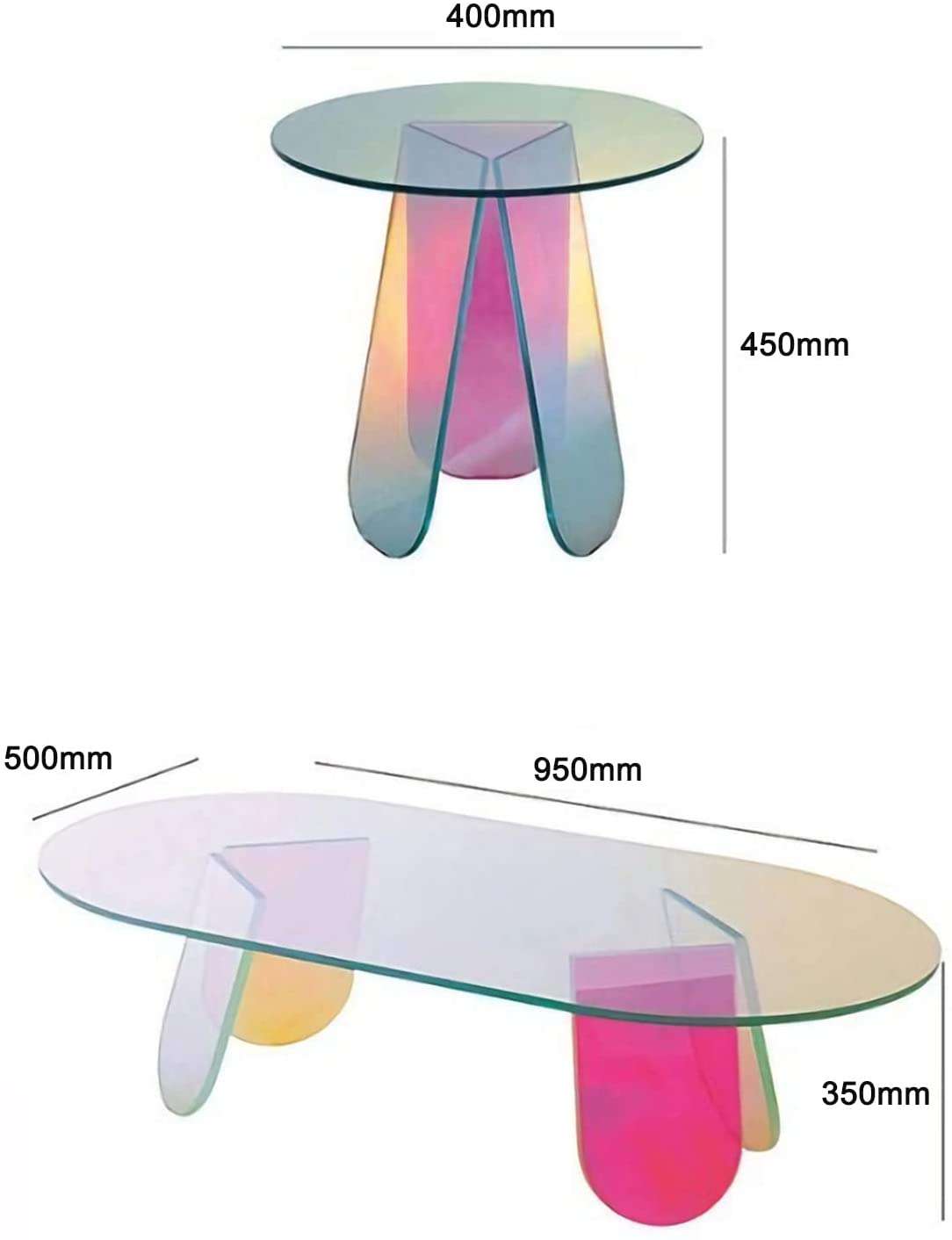 Iridescent Glass End Table, Modern Accent Table, Rainbow Color Side Table - available at Sparq Mart