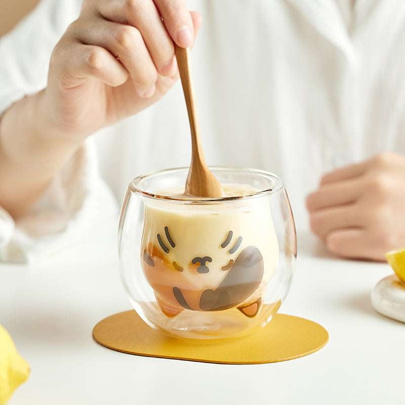 Cute Cartoon Glass Mug, Durable Borosilicate Glassware, Unique Coffee Tea Cup - available at Sparq Mart