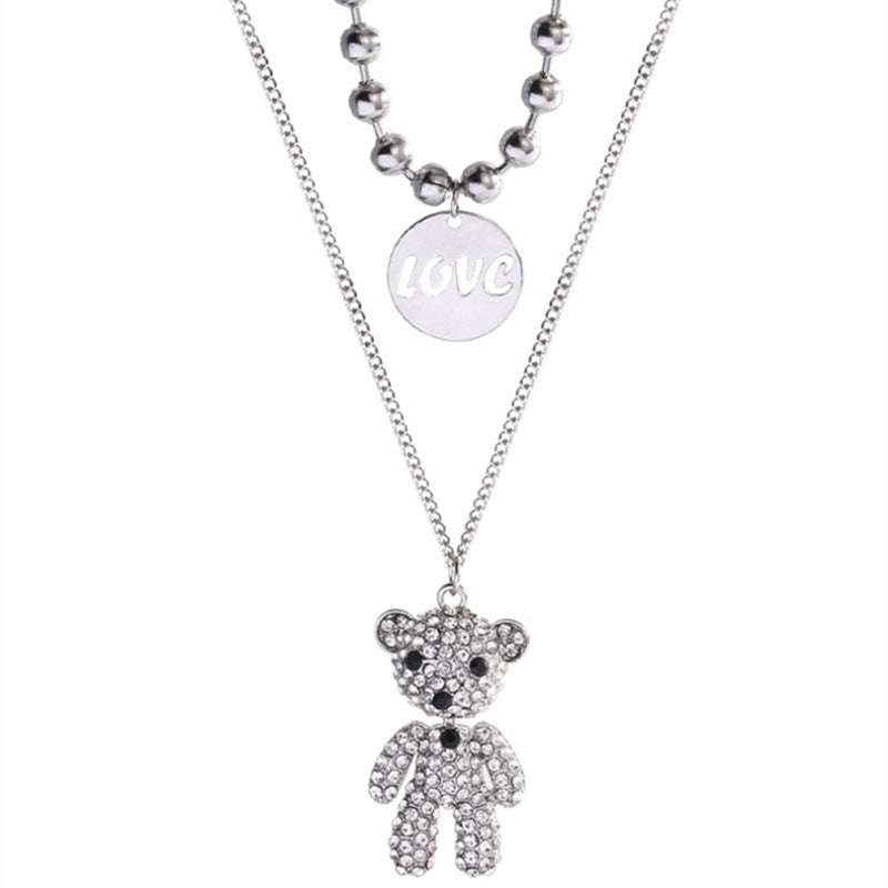 cute steel pendant, sparkling animal jewelry, titanium bear necklace - available at Sparq Mart