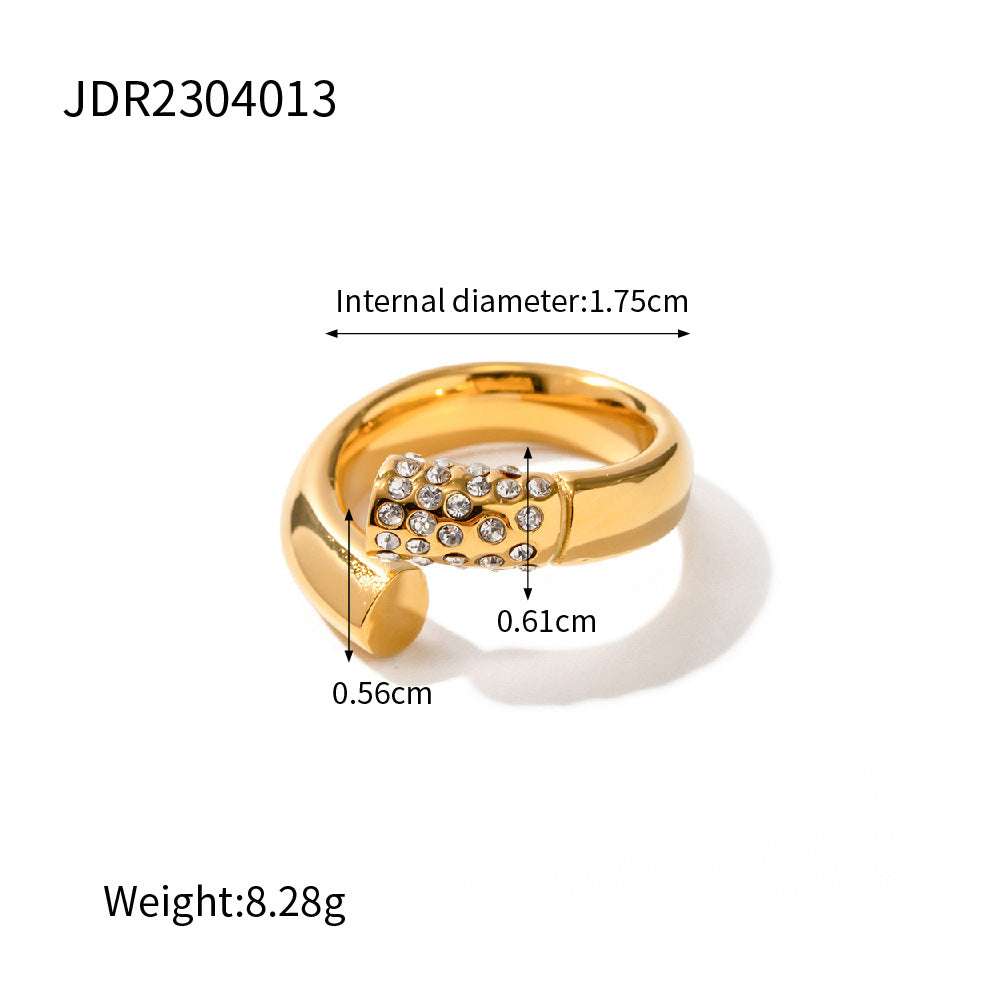 18K Gold Ring, autopostr_pinterest_64088, Diamond Dislocation Ring, Stainless Steel Diamond Ring - available at Sparq Mart