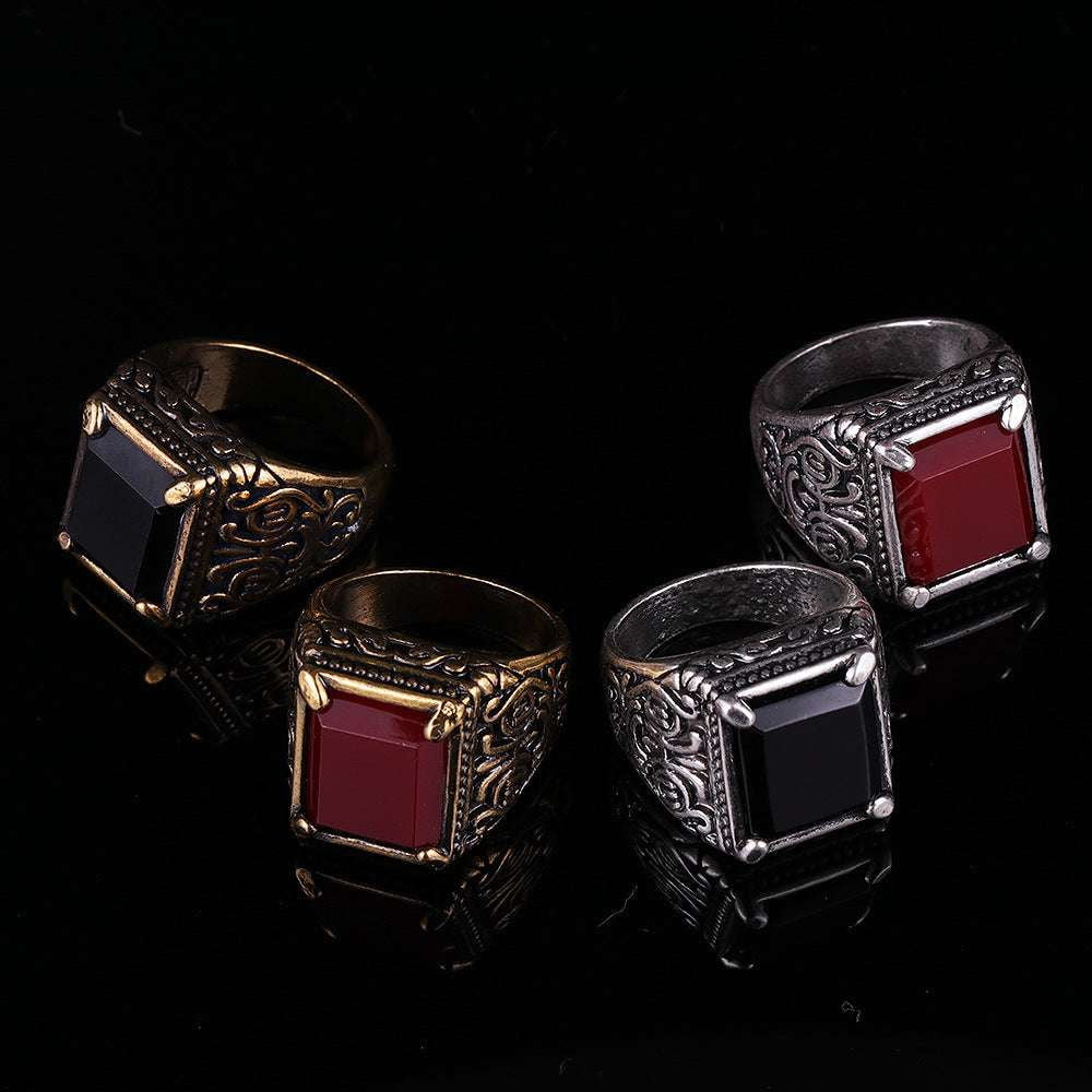 Ancient Style Men's Ring, Geometric Silver Men's Ring, Men's Totem Silver Ring - available at Sparq Mart