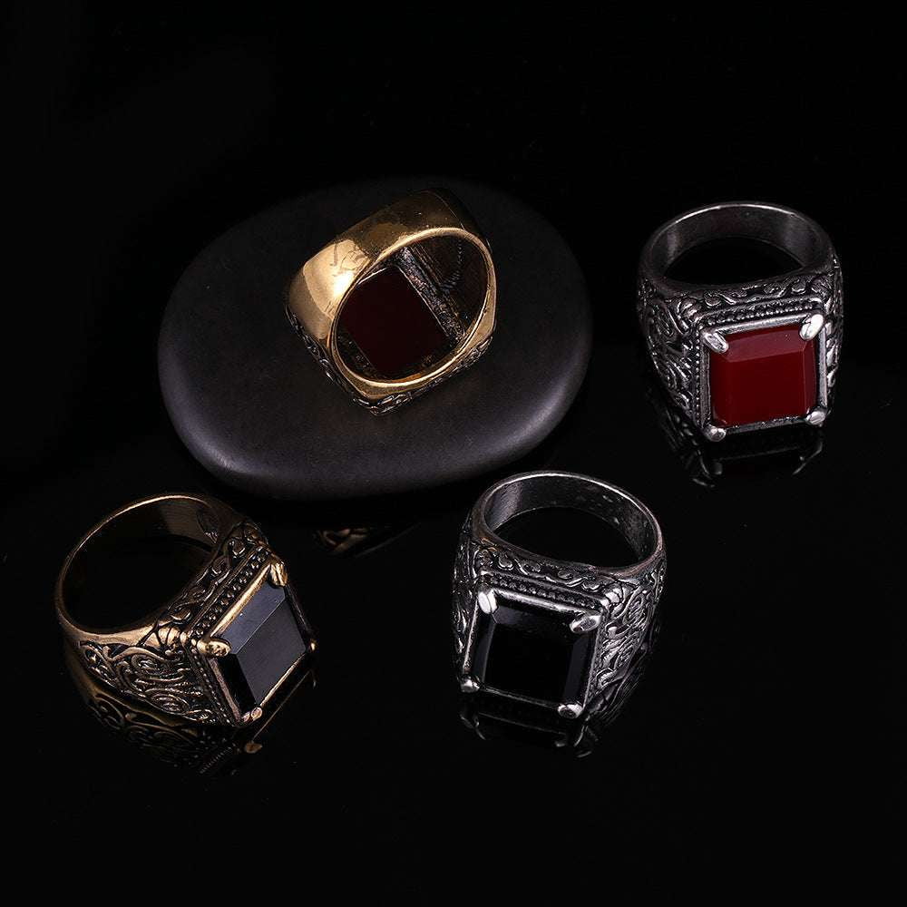 Ancient Style Men's Ring, Geometric Silver Men's Ring, Men's Totem Silver Ring - available at Sparq Mart