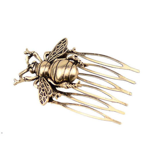 Antique Bee Hair Comb, Elegant Alloy Hairpin, Geometric Side Clip - available at Sparq Mart