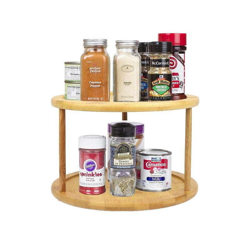 2 Tier Organizer, Bamboo Spice Rack, Cabinet Turntable Organizer - available at Sparq Mart