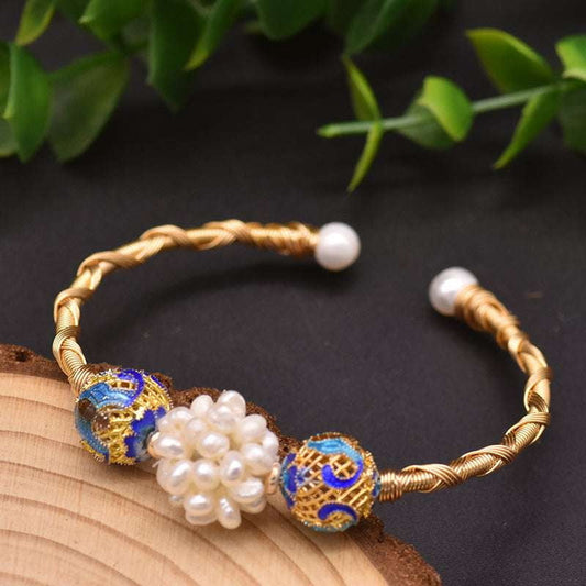 Blue Pearl Bracelet, Natural Pearl Jewelry, Stretch Bracelet - available at Sparq Mart