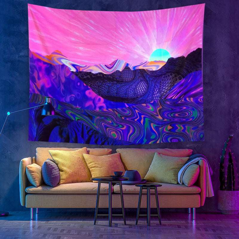 Bohemian Moon Wall Tapestry, Celestial Room Decoration, UV Reactive Wall Hanging - available at Sparq Mart