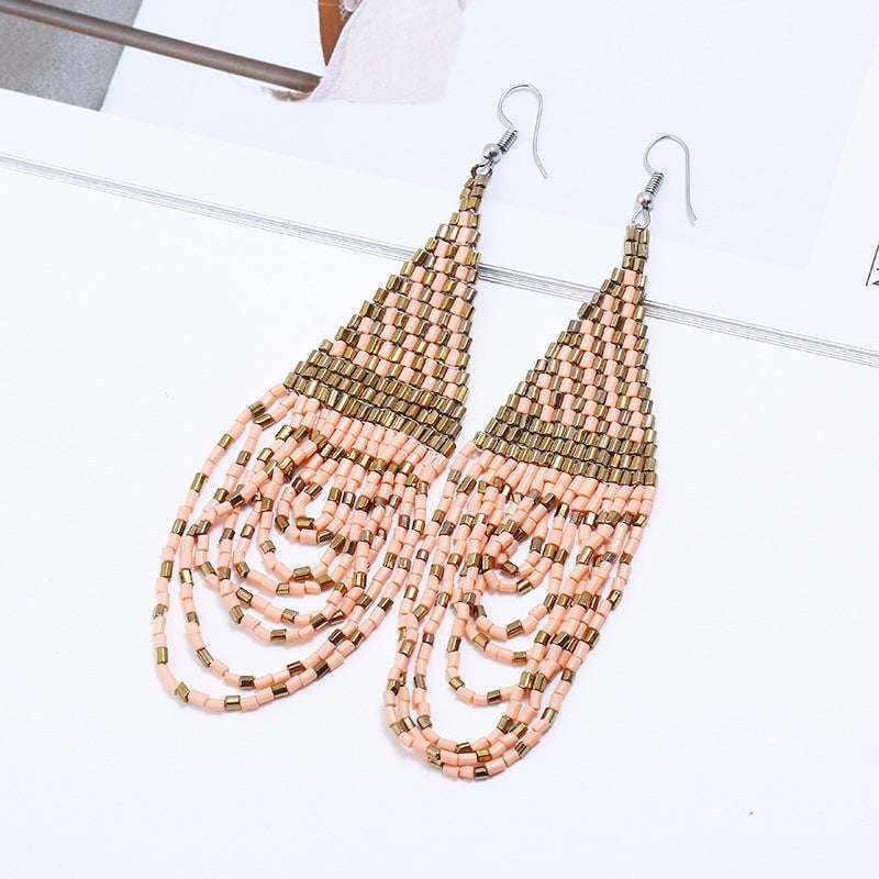 Bohemian Tassel Earrings, Ethnic Style Earrings, Rice Beads Earrings - available at Sparq Mart