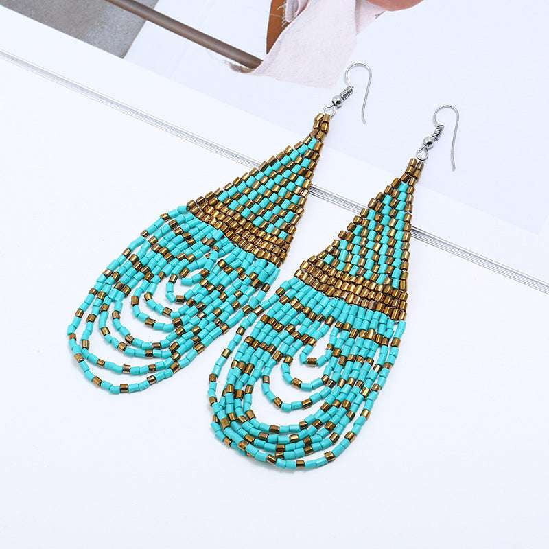 Bohemian Tassel Earrings, Ethnic Style Earrings, Rice Beads Earrings - available at Sparq Mart