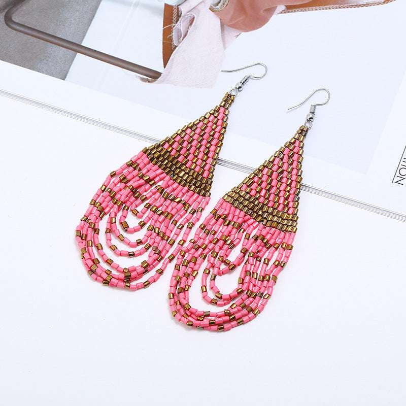 Bohemian Tassel Earrings, Ethnic Style Earrings, Rice Beads Earrings - available at Sparq Mart