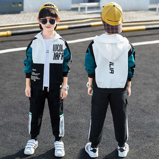 boys sports tracksuit, kids athletic wear, spring jacket set - available at Sparq Mart