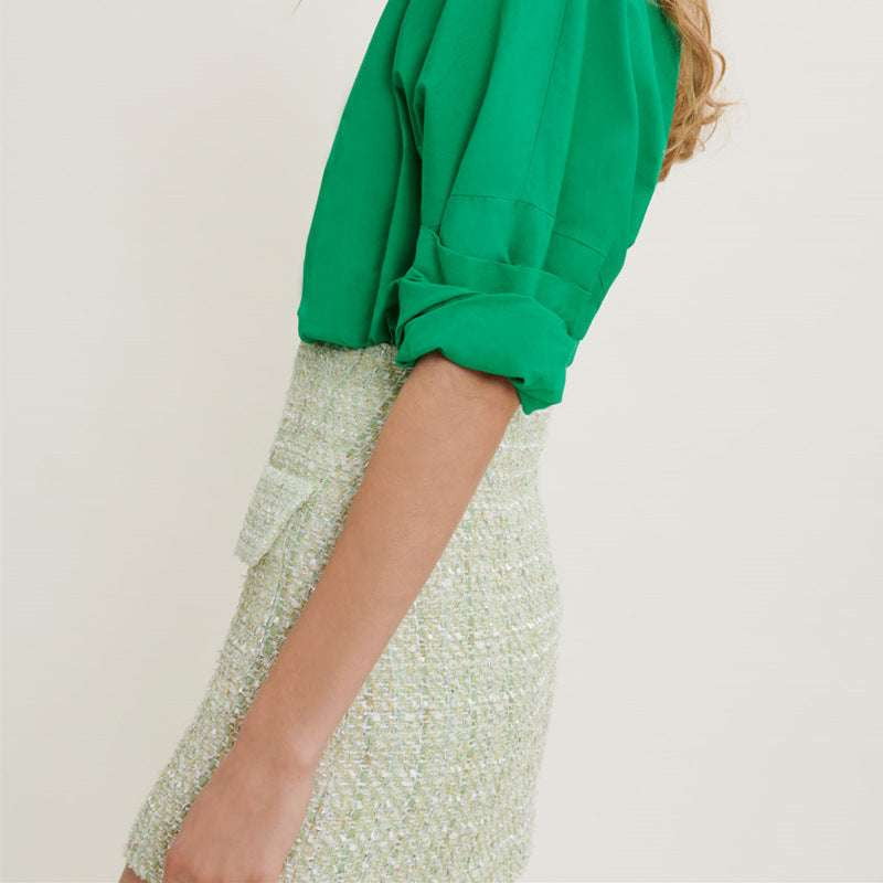 Elegant Skirt Online, Romantic Green Skirt, Tweed A-Line Skirt - available at Sparq Mart