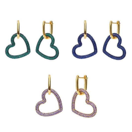 Diamond Heart Earrings, Elegant Women's Jewelry, Fashion Stud Earrings - available at Sparq Mart