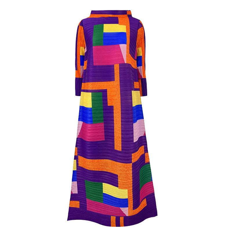 Elegant Printed Dress, Pleated Maxi Dress, Unique Formal Attire - available at Sparq Mart