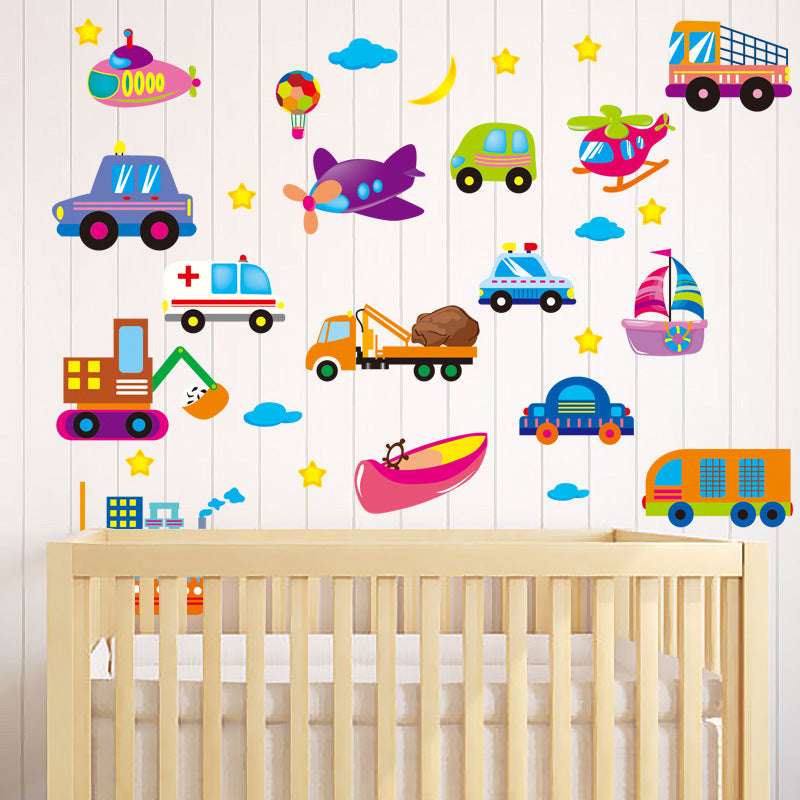 Cartoon Car Wall Sticker, Children's Room Decor, Removable Wall Sticker - available at Sparq Mart