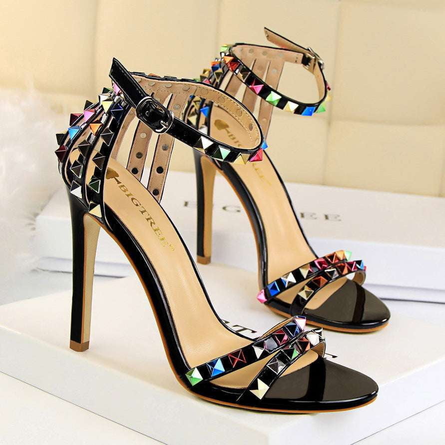 Champagne High Heels, Elegant Ankle Straps, Luxury Stiletto Pumps - available at Sparq Mart