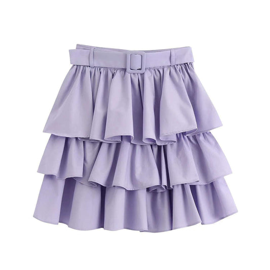 Belted Mini Skirt, Fashionable Skirt Outfit, Polyester Mini Skirt - available at Sparq Mart