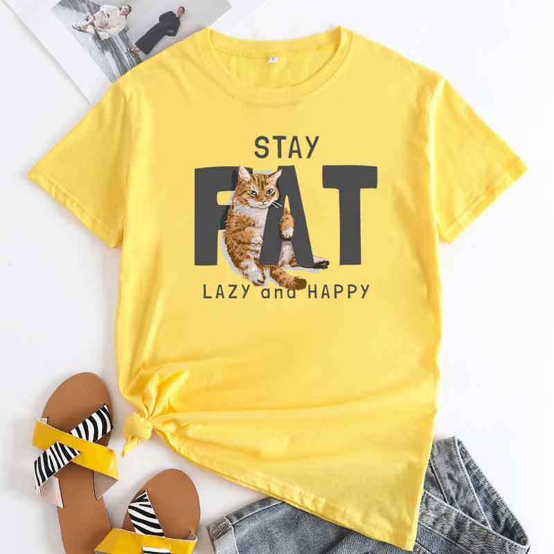 Cat Print fashion, Loose Cat T-Shirt, Women's Cotton tops - available at Sparq Mart