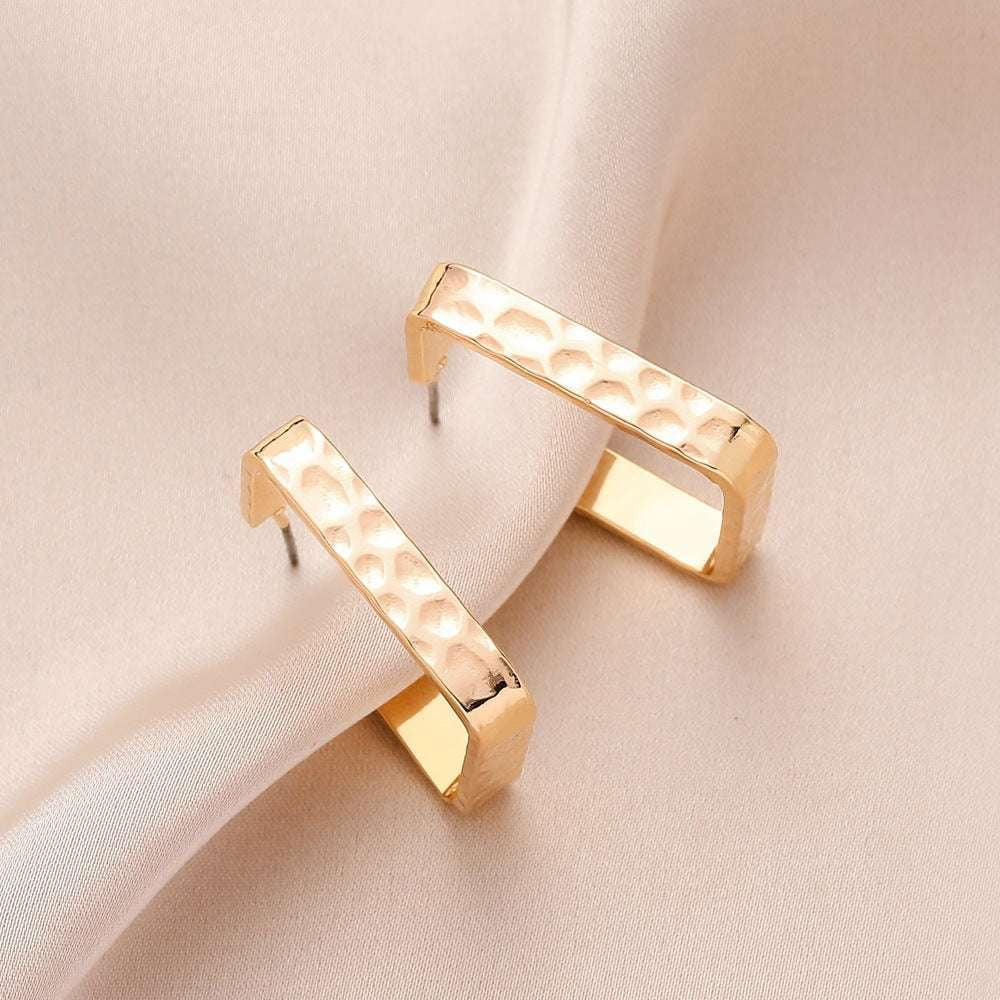 Alloy Statement Earrings, Gold C-shaped Earrings, Women's Retro Earrings - available at Sparq Mart