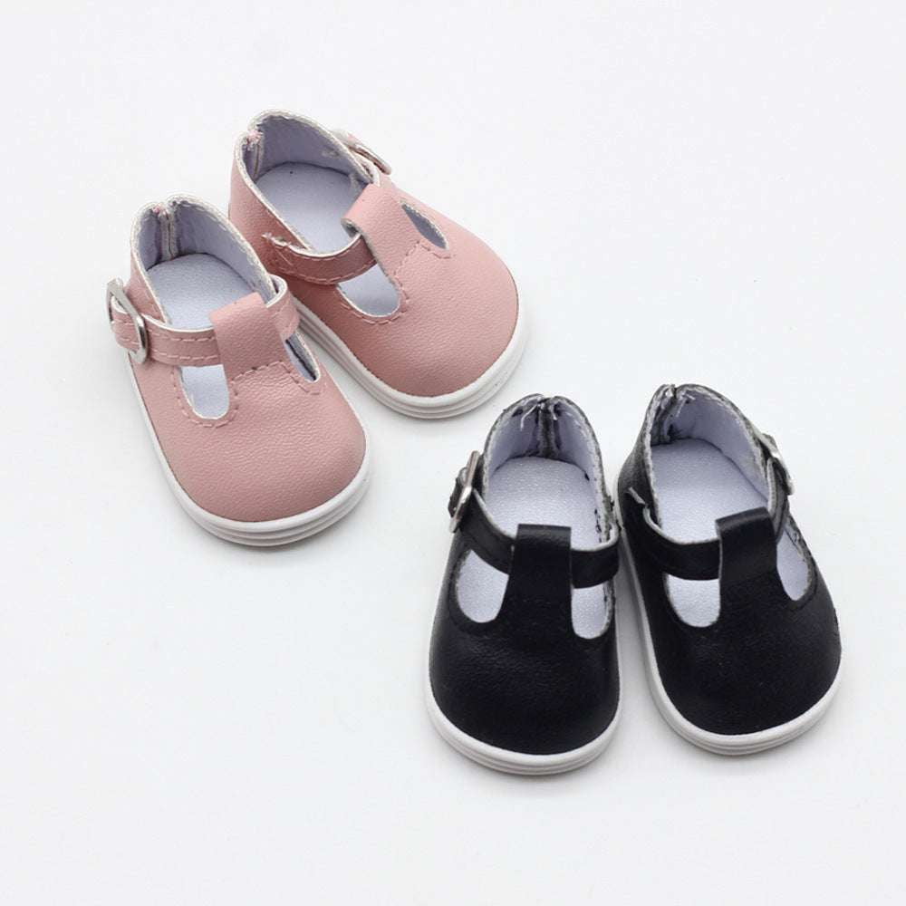 brown leather dollies, creative doll buckle shoes, infant doll shoes - available at Sparq Mart