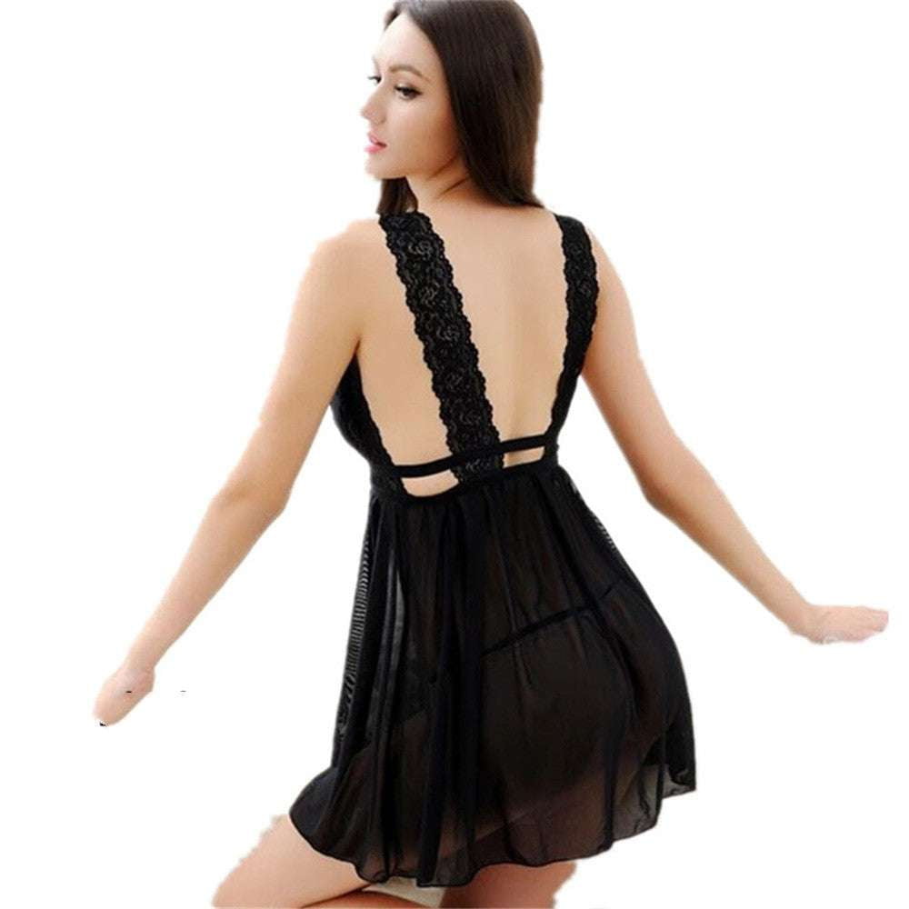 Alluring Off-Shoulder Sleepwear, Chic Gauze Nightdress, Elegant Suspender Nightgown - available at Sparq Mart