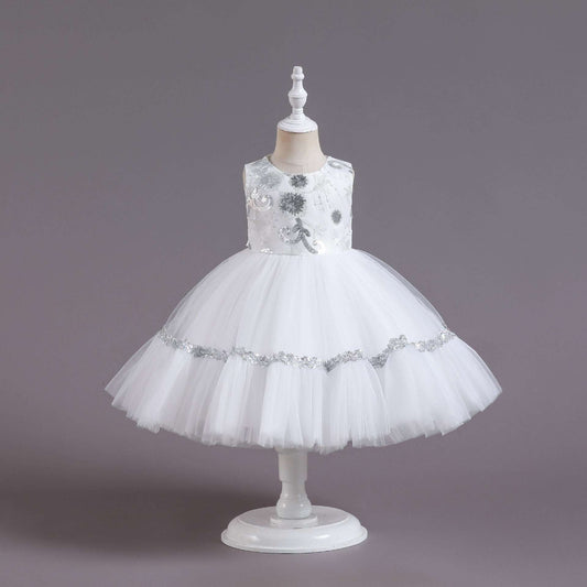 Cute Flower Pettiskirt, European Style Girls Dress, Girls Princess Mesh Dress - available at Sparq Mart