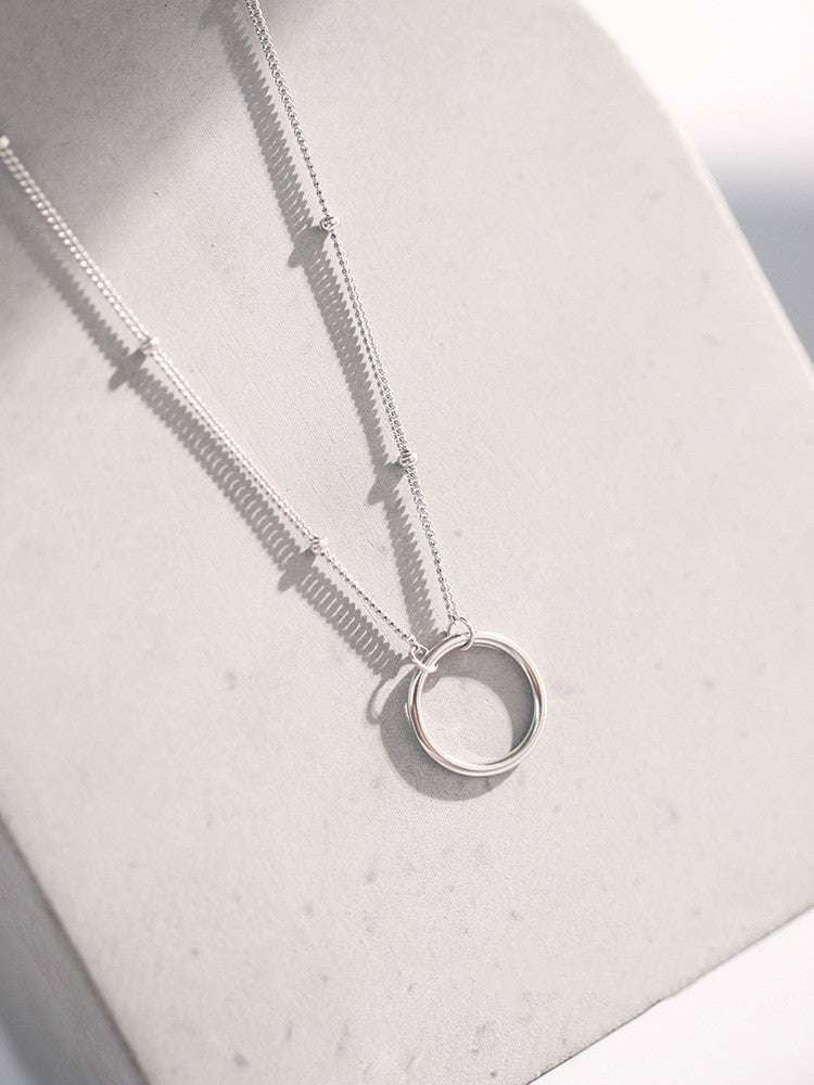 Electroplated Geometric Jewelry, Silver Circle Necklace, Women's Elegant Pendant - available at Sparq Mart