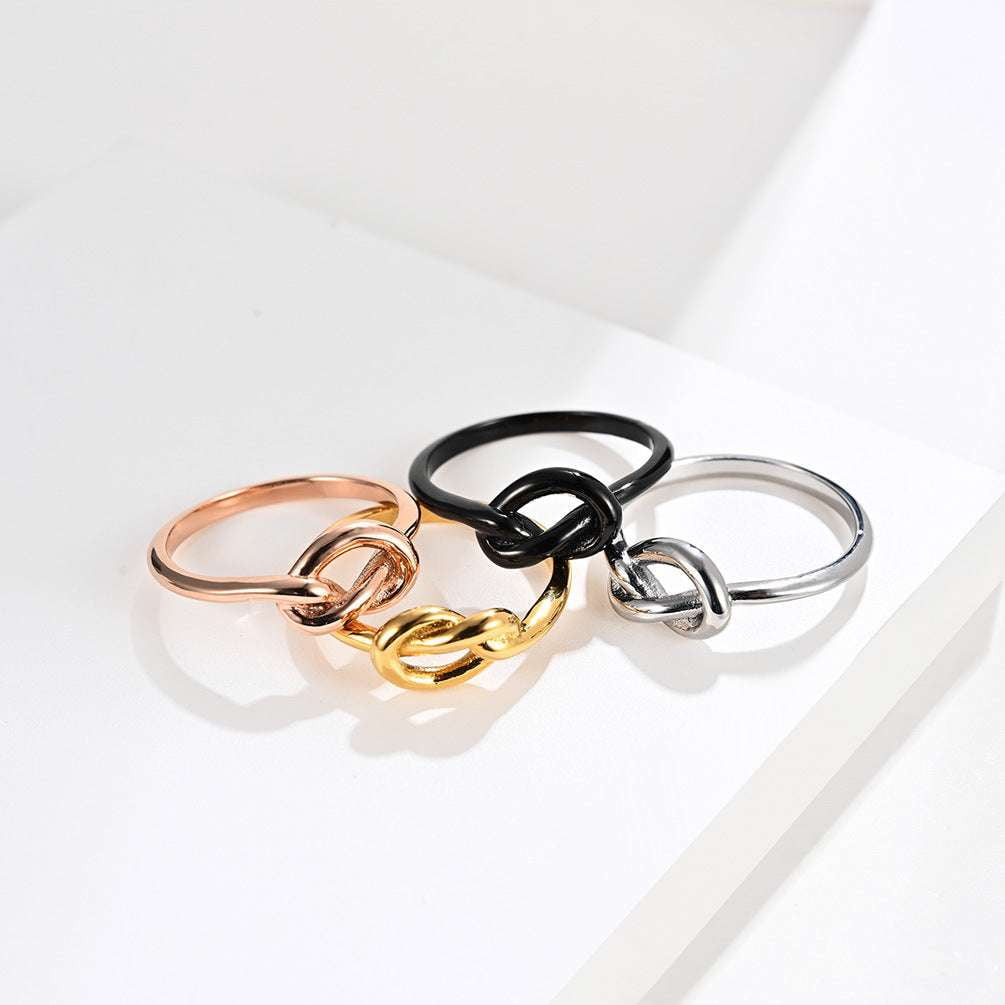 durable minimalist jewelry, geometric heart knot ring, titanium steel fashion ring - available at Sparq Mart