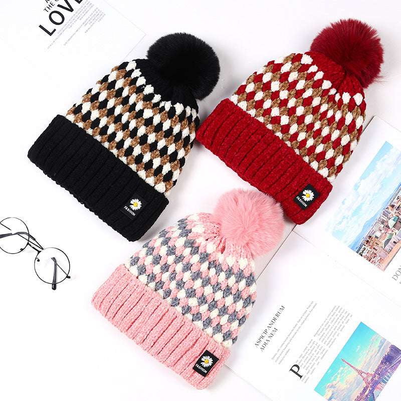 fashionable warm hat, knitted winter beanie, ladies cozy headwear - available at Sparq Mart