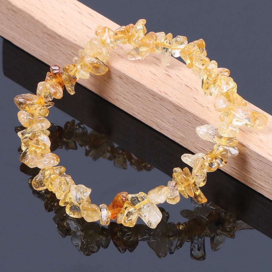 Citrine Stone Bracelet, Crushed Citrine Jewelry, Yellow Gemstone Bracelet - available at Sparq Mart