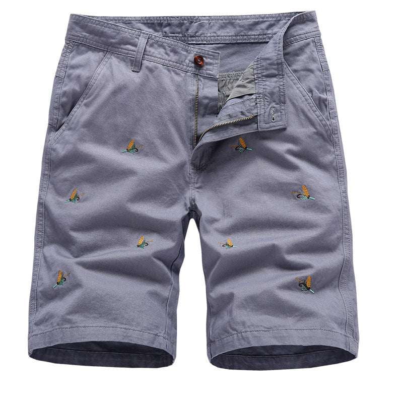 Casual Comfort Shorts, Embroidered Cotton Shorts, Men's Leisure Shorts - available at Sparq Mart