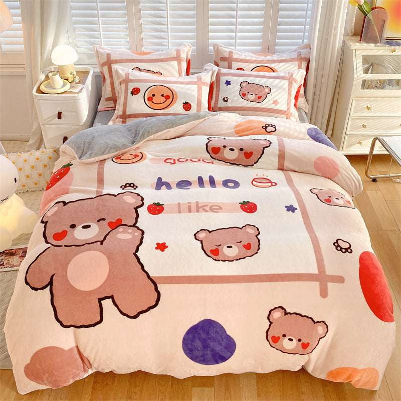 Cartoon Bed Sheet, Cozy Bedding Sets, Milk Fiber Comfort - available at Sparq Mart