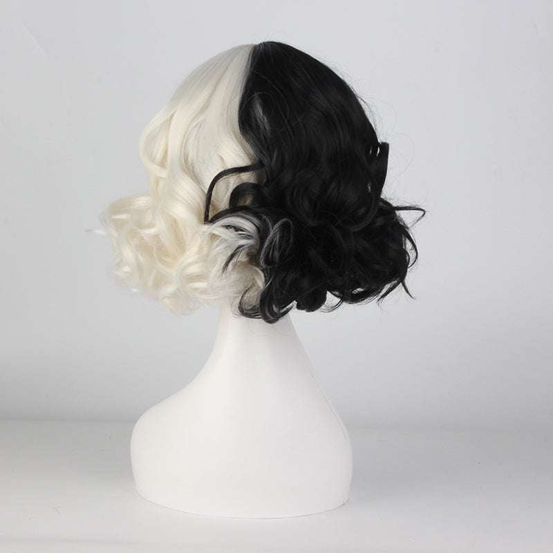 Cruella cosplay wig, Halloween party wig, short curly costume - available at Sparq Mart