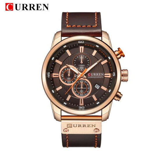 CURREN 8291, Men's Leather Chronograph, Military Quartz Watch - available at Sparq Mart