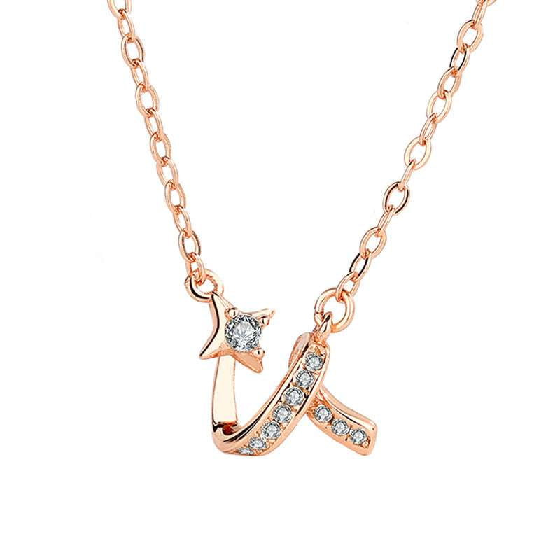 Customized Chain Jewelry, Personalized Clavicle Necklace, Rose Gold Pendant - available at Sparq Mart