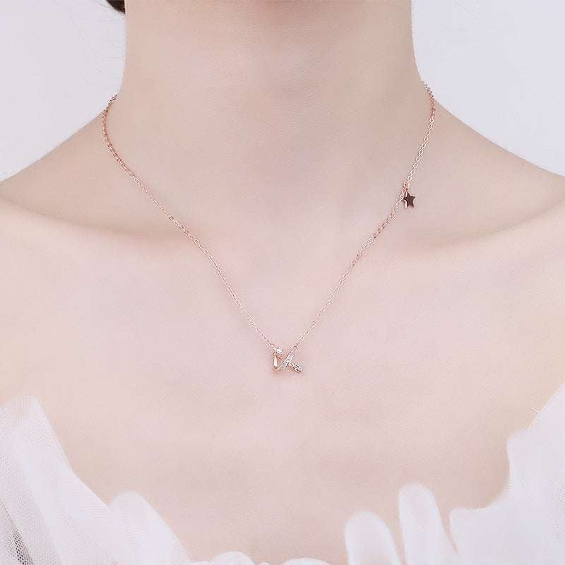 Customized Chain Jewelry, Personalized Clavicle Necklace, Rose Gold Pendant - available at Sparq Mart
