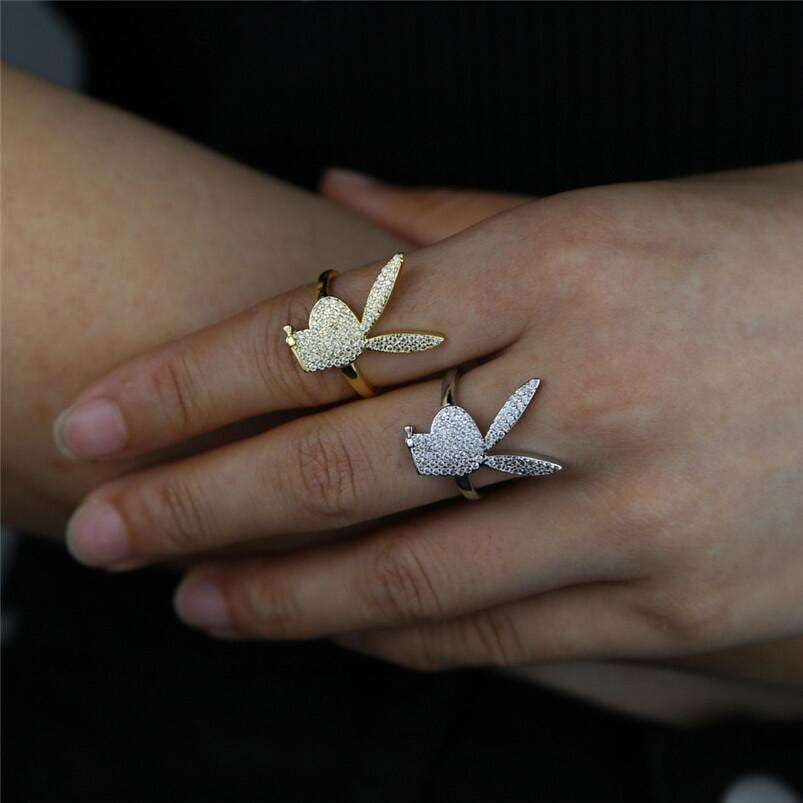 Custom Hip-Hop Ring, Micro-Set Opal Ring, Rabbit Design Jewelry - available at Sparq Mart