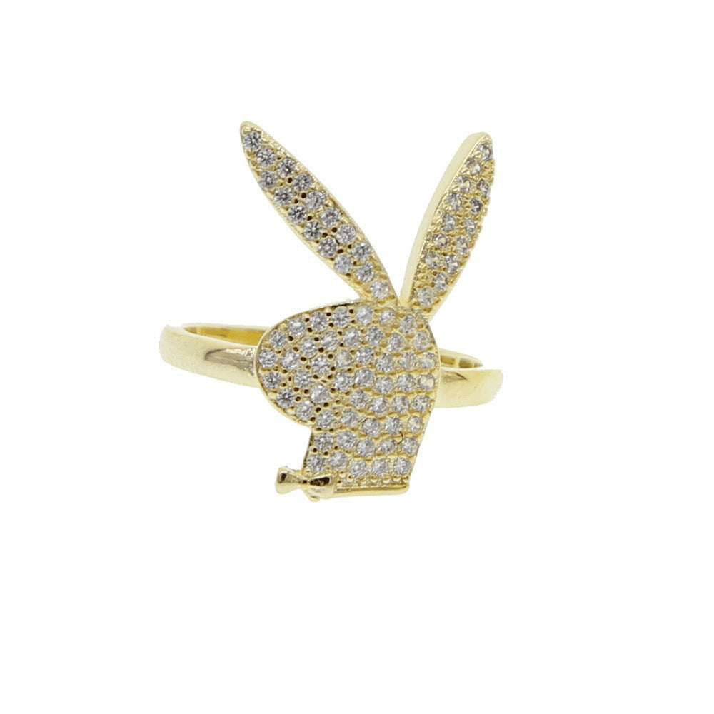 Custom Hip-Hop Ring, Micro-Set Opal Ring, Rabbit Design Jewelry - available at Sparq Mart