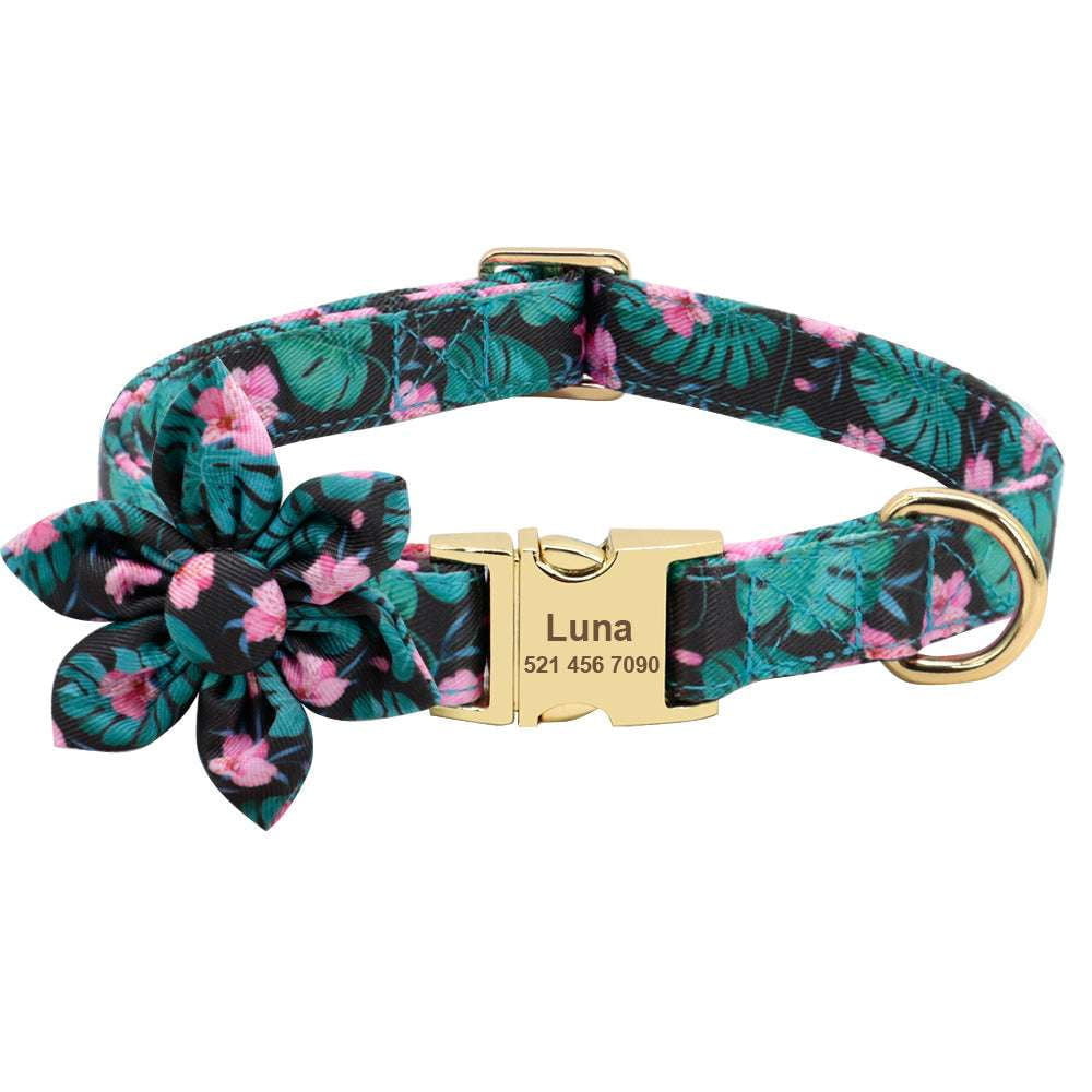 Anti-Lost Pet Collar, Floral Dog Collar, Personalized Dog Collars - available at Sparq Mart