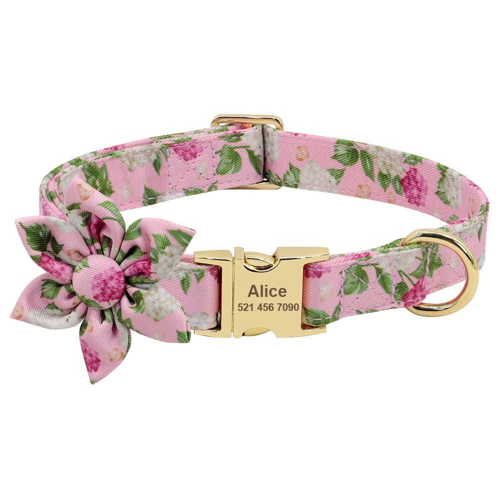 Anti-Lost Pet Collar, Floral Dog Collar, Personalized Dog Collars - available at Sparq Mart