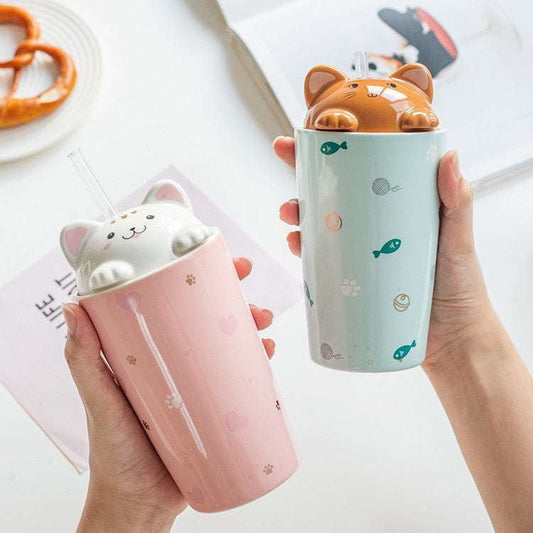 Cat Lover's Mug, Ceramic Cup Gift, Unique Girl's Mug - available at Sparq Mart