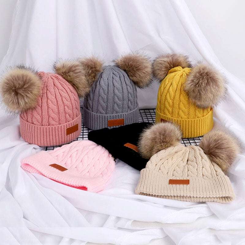 Children’s Warm Wear, Kids Pom Beanie, Winter Wool Hat - available at Sparq Mart