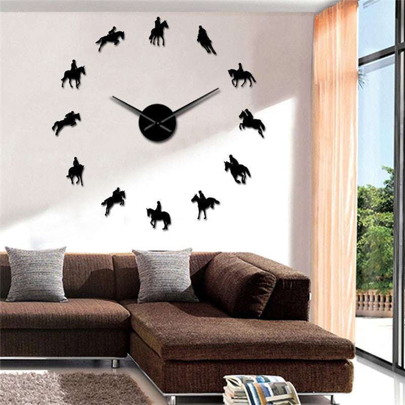 Acrylic Mirror Clock, Equestrian Wall Decor, Horse Clock Home - available at Sparq Mart