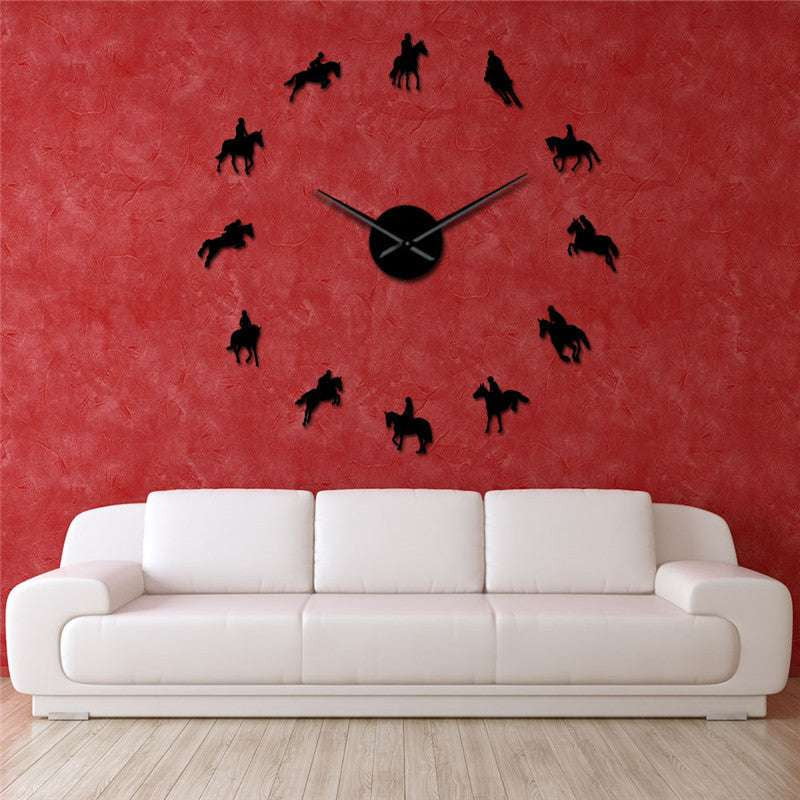 Acrylic Mirror Clock, Equestrian Wall Decor, Horse Clock Home - available at Sparq Mart