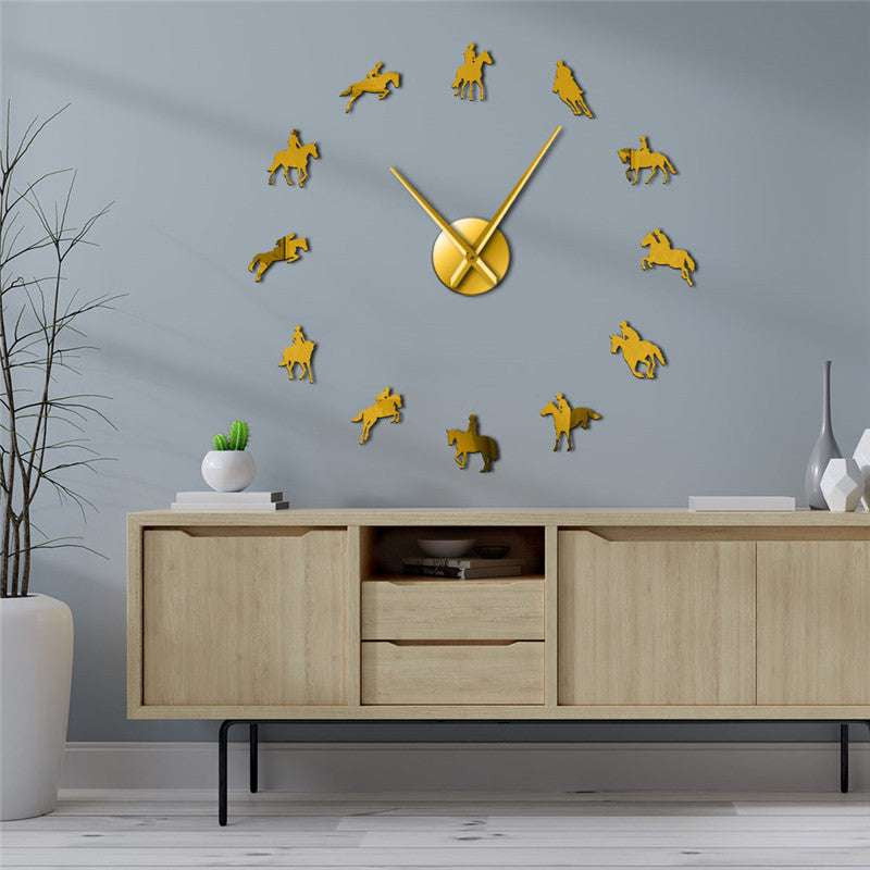 Acrylic Mirror Clock, Equestrian Wall Decor, Horse Clock Home - available at Sparq Mart