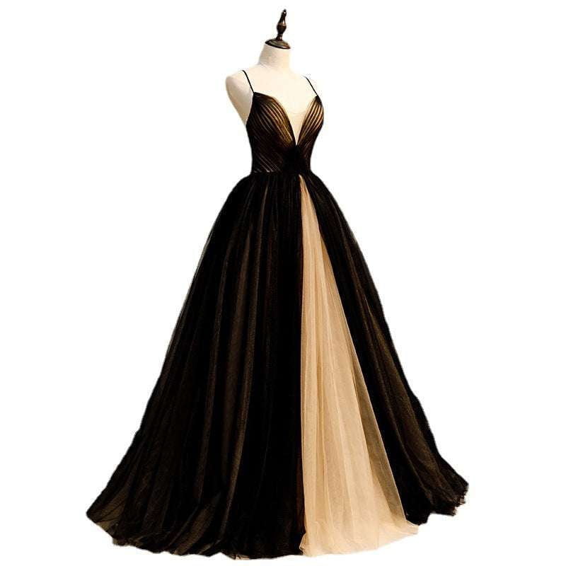 Black Evening Dress, Elegant Birthday Attire, Slimming Daily Gown - available at Sparq Mart