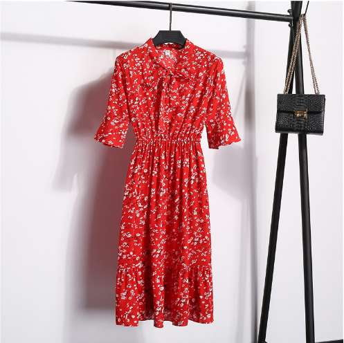 chiffon floral dress, high waist dress, ladies summer frock - available at Sparq Mart