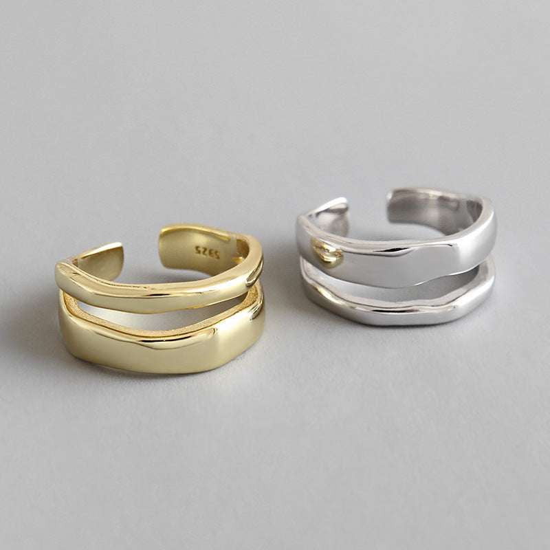 Elegant Female Ring, Gold Silver Ring, Layered Statement Ring - available at Sparq Mart